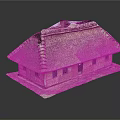 Traditional Thatched Roof House Model With Tile Decorations Windows And Door