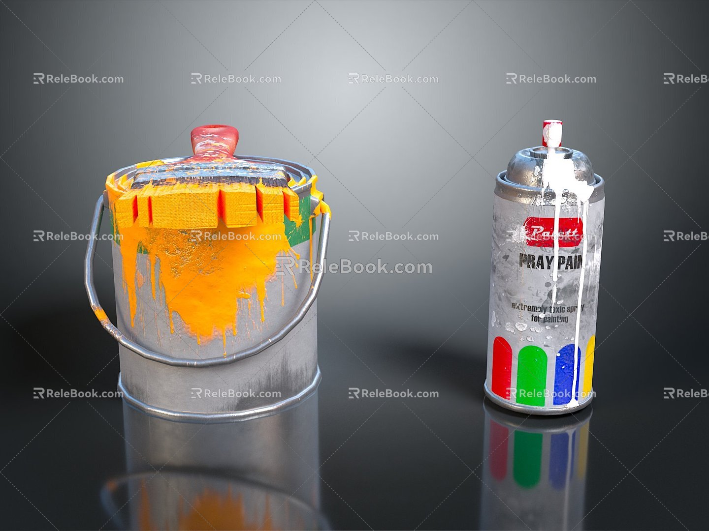 Paint bucket paint bucket life supplies paint 3d model