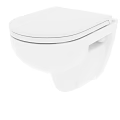 Modern White Wall Hung Toilet With Sleek Surface And Soft Closing Seat Design