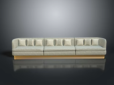 Sleek Modern Light Gray Sofa With Multiple Cushions And Golden Legs 3d model