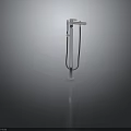 Silver Metal Freestanding Shower Head With Chain Decoration And Stable Base Against Dark Background