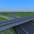 Highway Interchange 3D Model Featuring Complex Road Structure And Curved Ramps 3d model