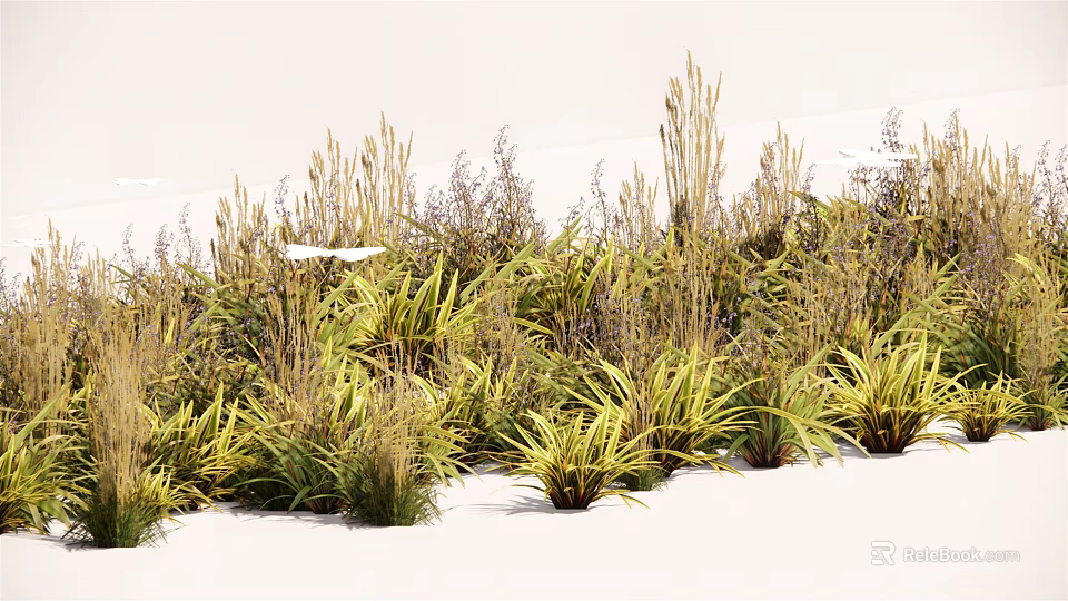 Lush Mixed Shrubs With Green And Yellow Foliage In Natural Outdoor Setting 3d model 