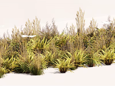 Lush Mixed Shrubs With Green And Yellow Foliage In Natural Outdoor Setting 3d model