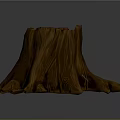 Natural Wooden Tree Trunk Stump Stool with Stone Top and Textured Roots