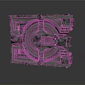 Industrial Metal Mechanical Component With Circular Center And Square Modules Detailed Metallic Texture Design