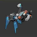 Mechanical Robot Creature With Multiple Blue Legs Mechanical Arms And Gray White Orange Details