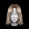 Human Head Model With Blonde Long Curly Hair And Facial Features On Black Background