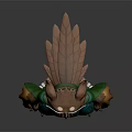 Owl Themed Game Movie Character In Green Cloak With Decorative Outfit