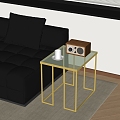 Light Luxury Metal Side Table Glass Side Table Tea Cup Bluetooth Audio Leather Sofa 3d model