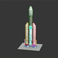 Detailed Space Rocket Model With White Body Three Boosters and White Base 3d model