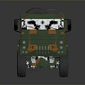 Green Camouflage Military Truck With Open Cargo Bed Metal Rack And Spare Tire
