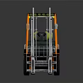 Orange And Black Forklift With Yellow Top Panel Green Gas Cylinder And Metal Forks