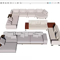 Light Upholstered Modular Sofa Set With Various Sectional Configurations And Armrests 3d model