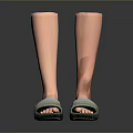 Light Green Home Slippers With Textured Upper And Comfortable Non Slip Sole