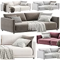 Modern Two Seater Sofa With Soft Pillows And Cozy Blanket Color Options