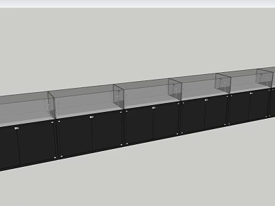 Sleek Black Display Shelves With Glass Top And Multiple Storage Compartments 3d model