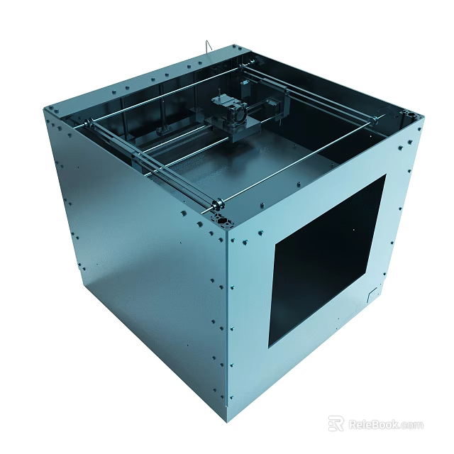 Metal 3D Printer Frame With Square Opening And Screw Holes Structure 3d model