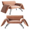 Modern Blue Upholstered Accent Chair With Structured Arms And Sleek Metal Legs Design