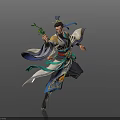 Man In Traditional Flowing Robe With Green Branch And Decorative Crown Dynamic Pose