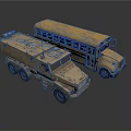 Military Armored Truck And Rusty School Bus Vehicle Models On White Background