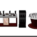 White Countertop Red Base Cosmetic Display Shelves With Standing Racks And Round Platform For Lipsticks