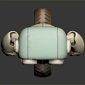 Cute Green And Beige Robot With Large Orange Eyes Riding Unicycle