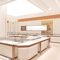Jewelry Store With Elegant Interior Circular Display Counters And Bright Lighting 3d model