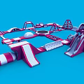 Pink And White Multi Structure Play Equipment With Slides Climbing Frames And Tunnels For Kids