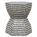 Decorative Stool Featuring Black And White Diamond Geometric Double Layered Design 3d model