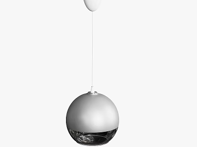Modern Spherical Pendant Light With Metallic Silver Finish And Transparent Bottom Design 3d model