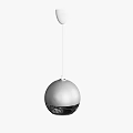 Modern Spherical Pendant Light With Metallic Silver Finish And Transparent Bottom Design