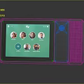 Smart Display With Video Call Interface Showing Contact Avatars And Modern Grey Speaker Panel