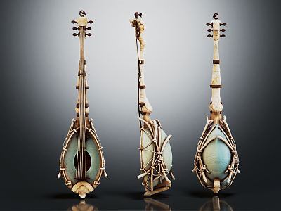 modern lute antique musical instrument 3d model