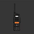 Portable Handheld Walkie Talkie Electronic Device With Antenna Keypad And Orange Display Screen