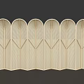 Beige Folding Room Divider With Arched Panels And Woven Texture Design