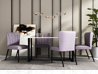 Modern Dining Table and Chair Combination Dining Table and Chair Chandelier Combination 3d model