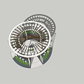 Circular Pergola Design With Lattice Roof Green Plants And Seating Area