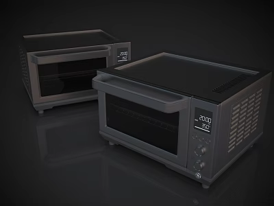 Black Kitchen Appliances Two Toaster Ovens With Control Panel And Glass Door 3d model