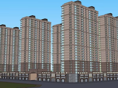 Modern High Rise Residential Buildings Exterior With Commercial Units And Balconies 3d model