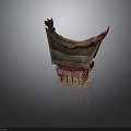 Traditional Decorative Headdress With Feather Details Wooden Base And Red Accents