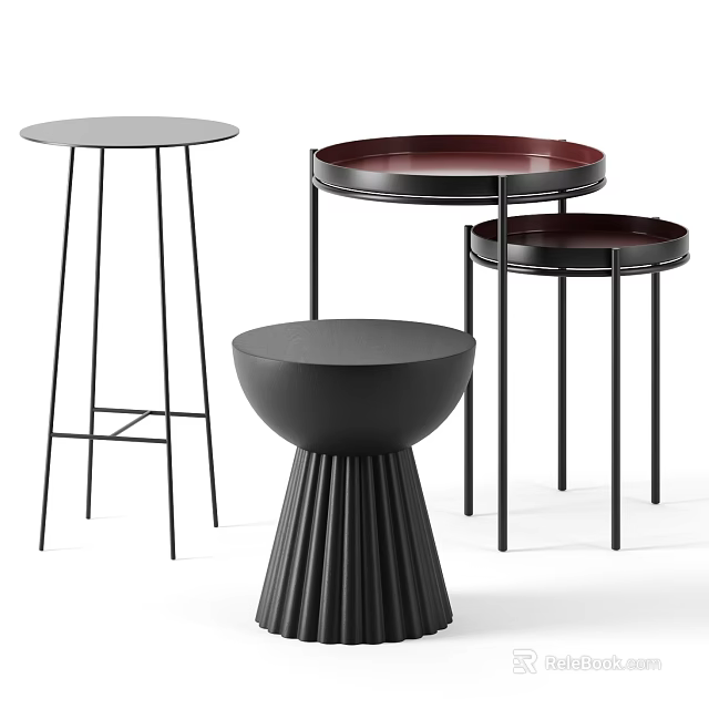 Modern Style Side Tables With Various Designs Round Tabletops And Sleek Lines 3d model 