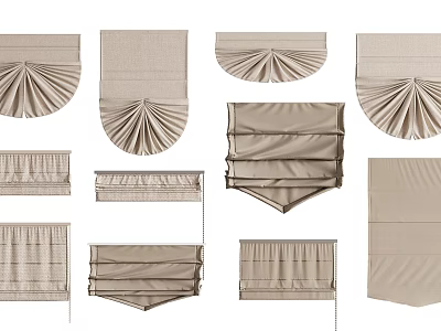 Roman Blinds with Various Designs Classic Modern Styles and Pleated Fabric Details for Home Decor 3d model