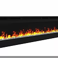 Modern Black Electric Fireplace With Realistic Flame Effect And White Stone Decor