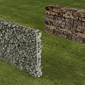 Natural Stone Garden Wall Design With Different Textures And Grassy Background 3d model