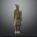 Ancient Chinese Terracotta Warrior Sculpture With Detailed Armor And Standing Pose