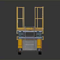 Industrial Mobile Scissor Lift Equipment With Yellow Platform Safety Railings And Wheels