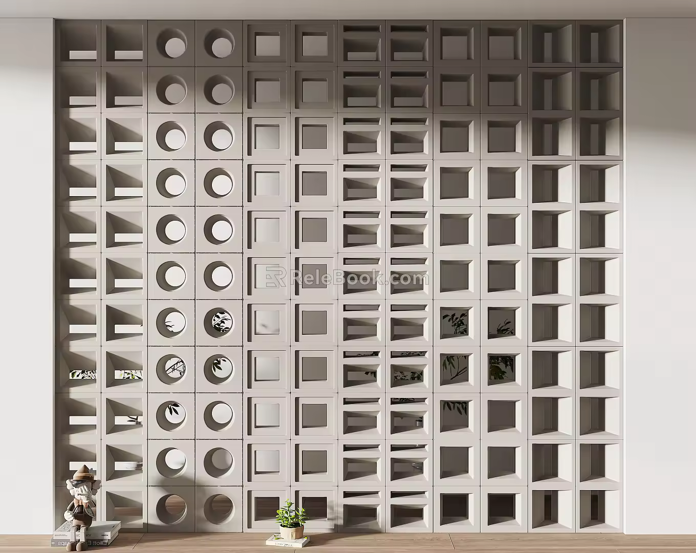 Modern partition cement brick partition 3d model