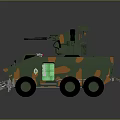 Military Armored Vehicle With Camouflage Paint Six Wheels Weapon System Front Bulldozer Blade