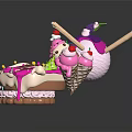 Decorated Dessert Assortment with Ice Cream Cones Cake Purple Drizzle Fresh Cherries and Chocolate Toppings